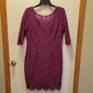 Chic Purple Lace Midi Dress